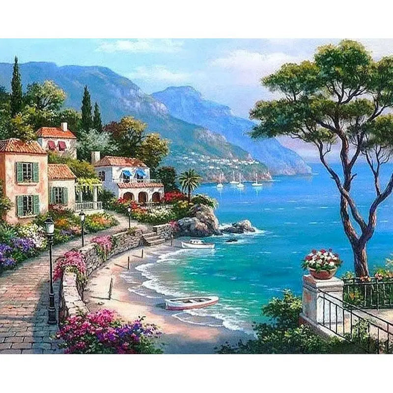 City Painting By Numbers DIY Kits -Framed Oil Canvas