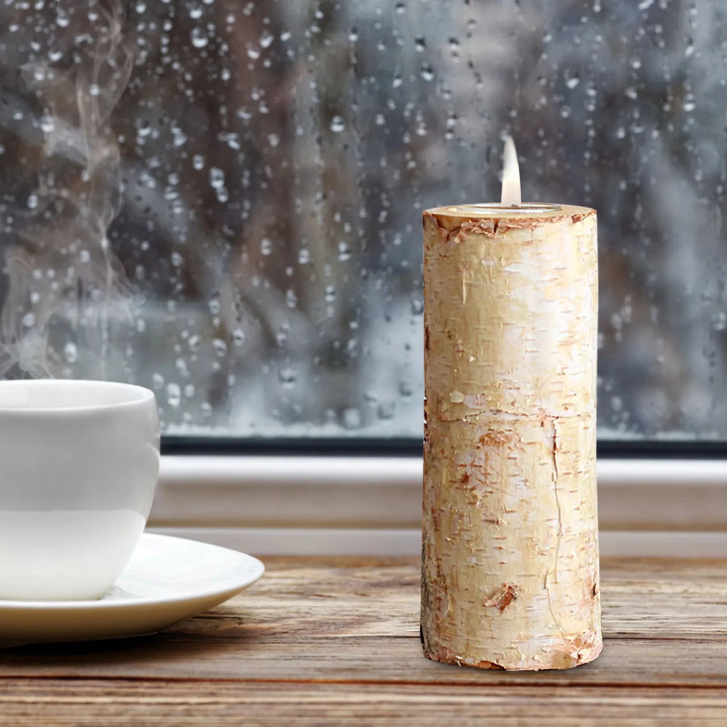 White Birch Candlestick Tea Light Holders