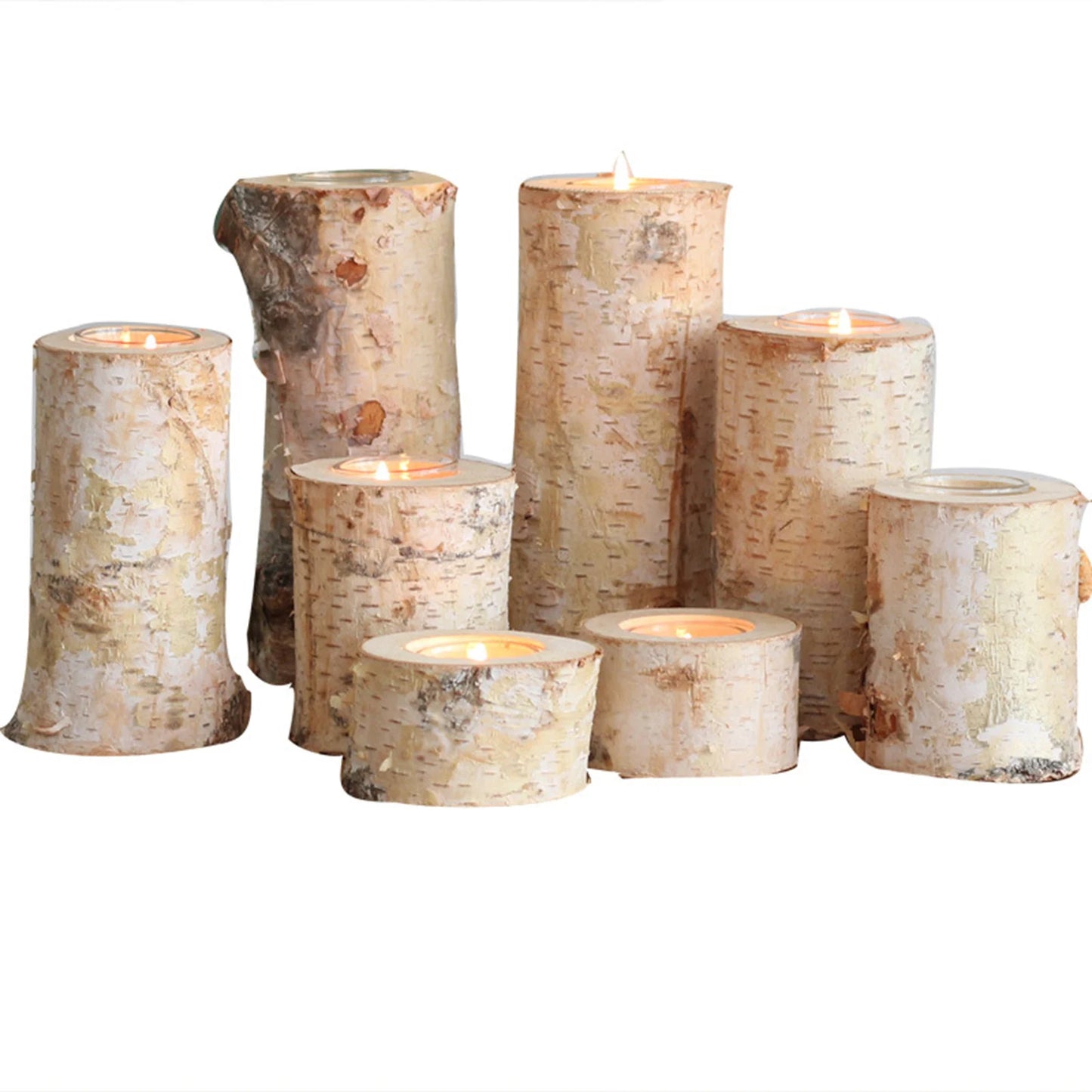 White Birch Candlestick Tea Light Holders