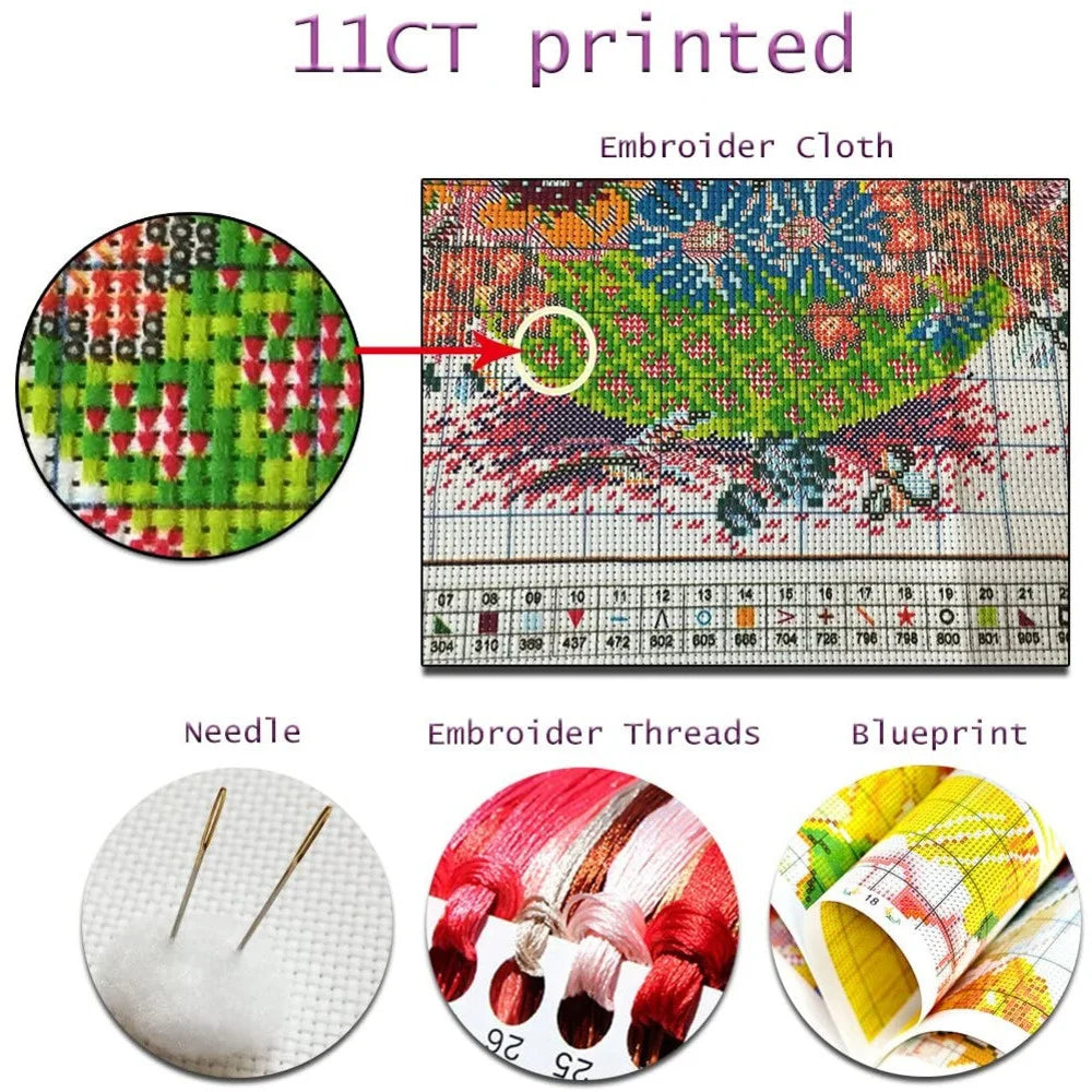Landscape Van Gogh Pre-Printed Cross-Stitch Embroidery Kit