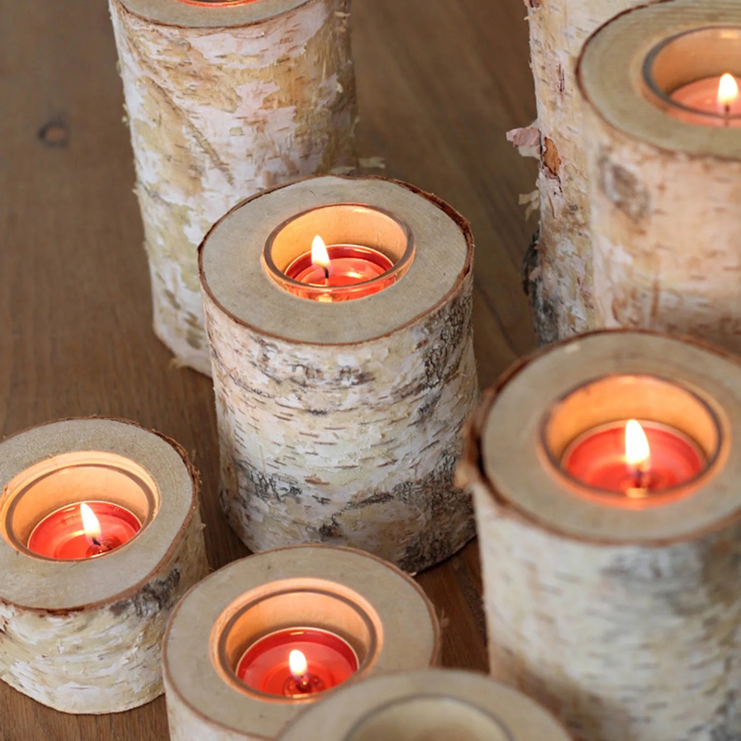 White Birch Candlestick Tea Light Holders