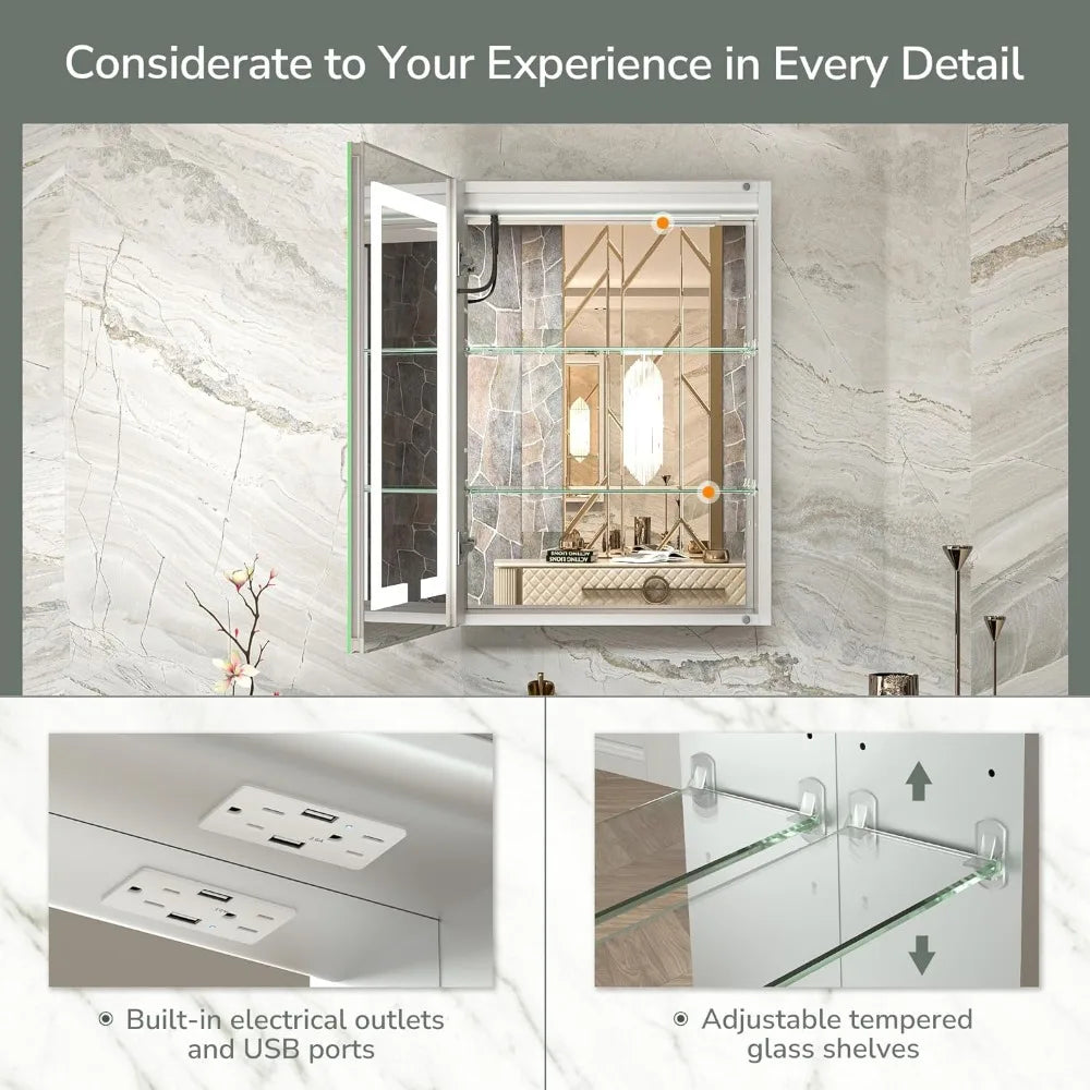 Medicine Cabinet Mirror with Electrical Outlet