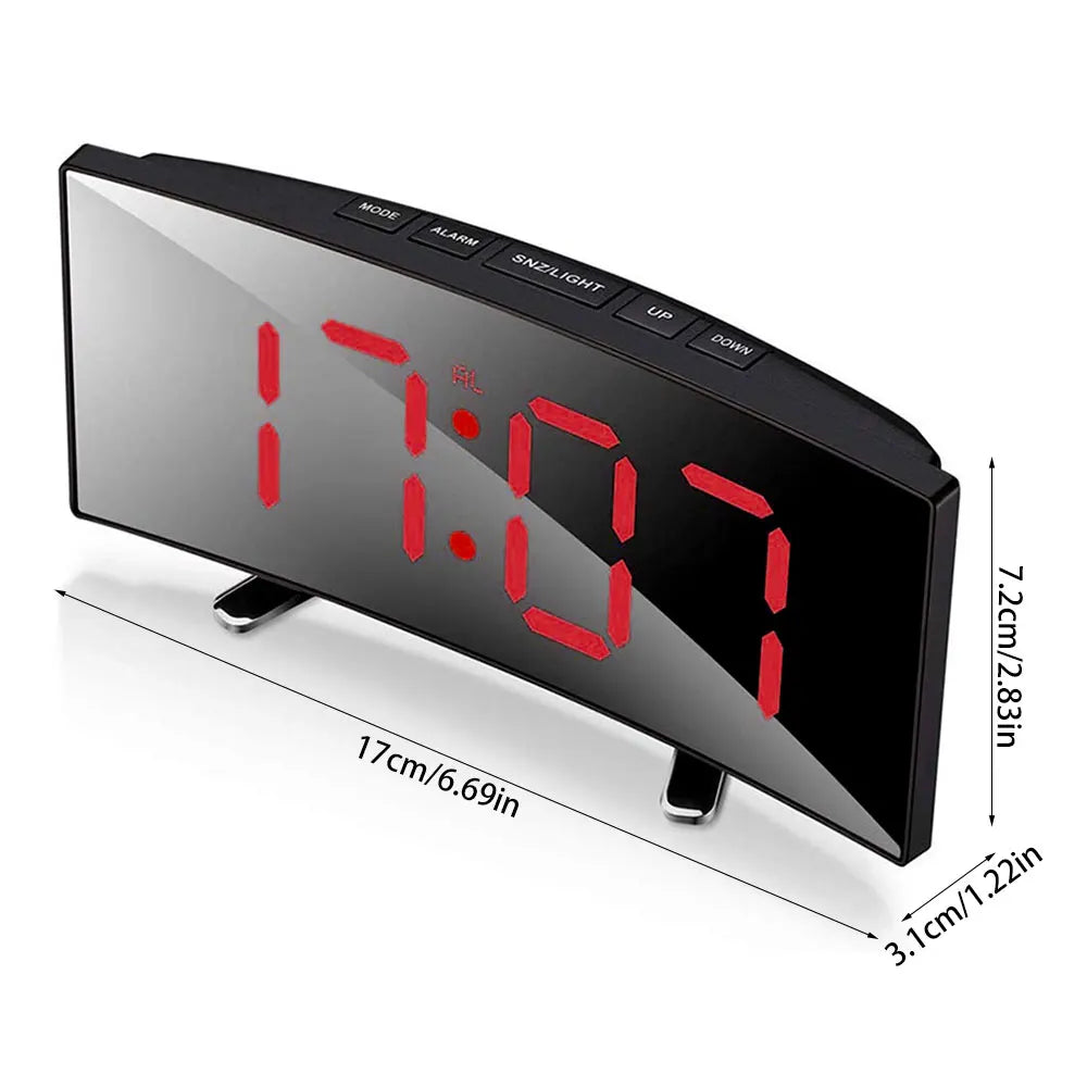Digital Alarm Clock Curved LED Display