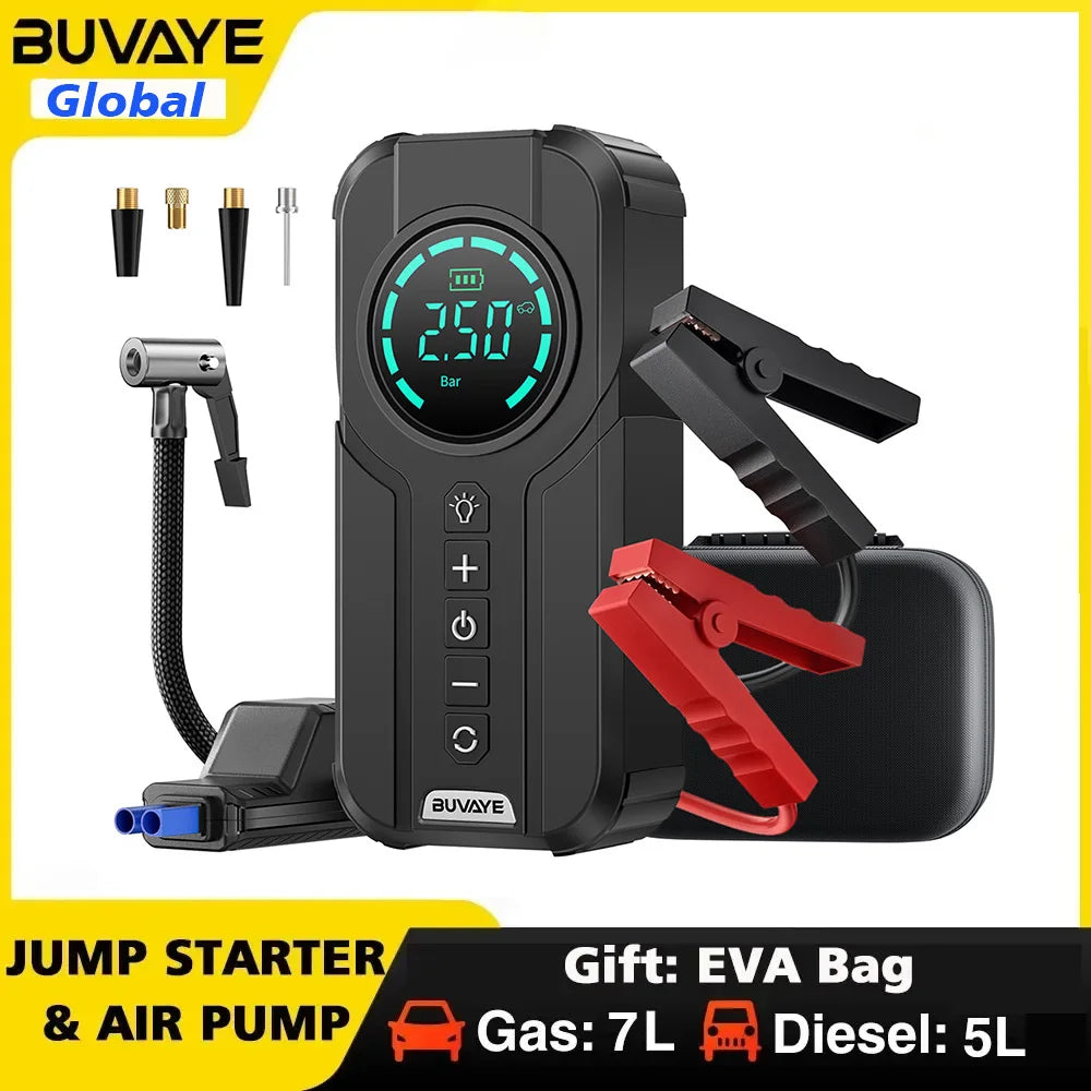 Portable Car Jump Starter and Air Compressor With EVA Bag