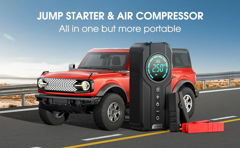 Portable Car Jump Starter and Air Compressor With EVA Bag