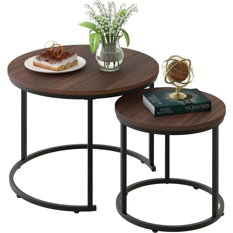 Golden Frame Coffee Table Nesting White Set