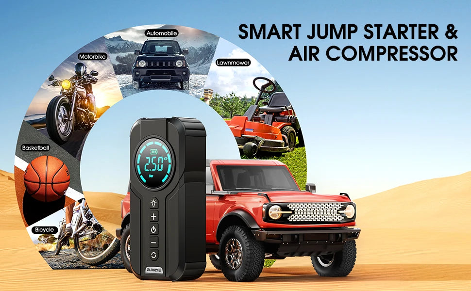 Portable Car Jump Starter and Air Compressor With EVA Bag