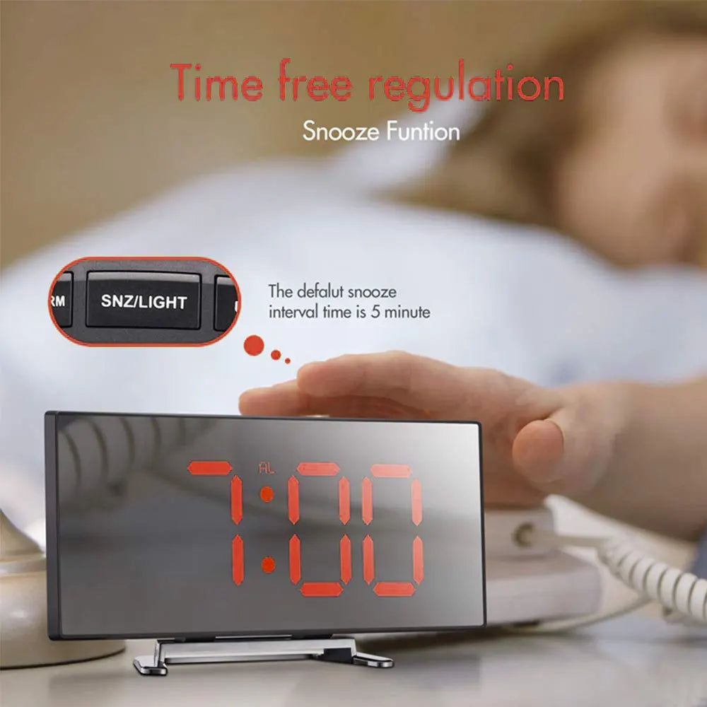 Digital Alarm Clock Curved LED Display