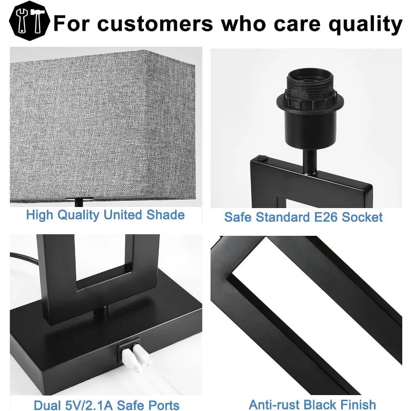 Touch Control Table Lamp w. 2 USB Ports