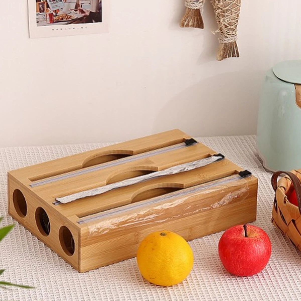 Kitchen Wrap Dispenser with Foil & Cling Film Cutter Box