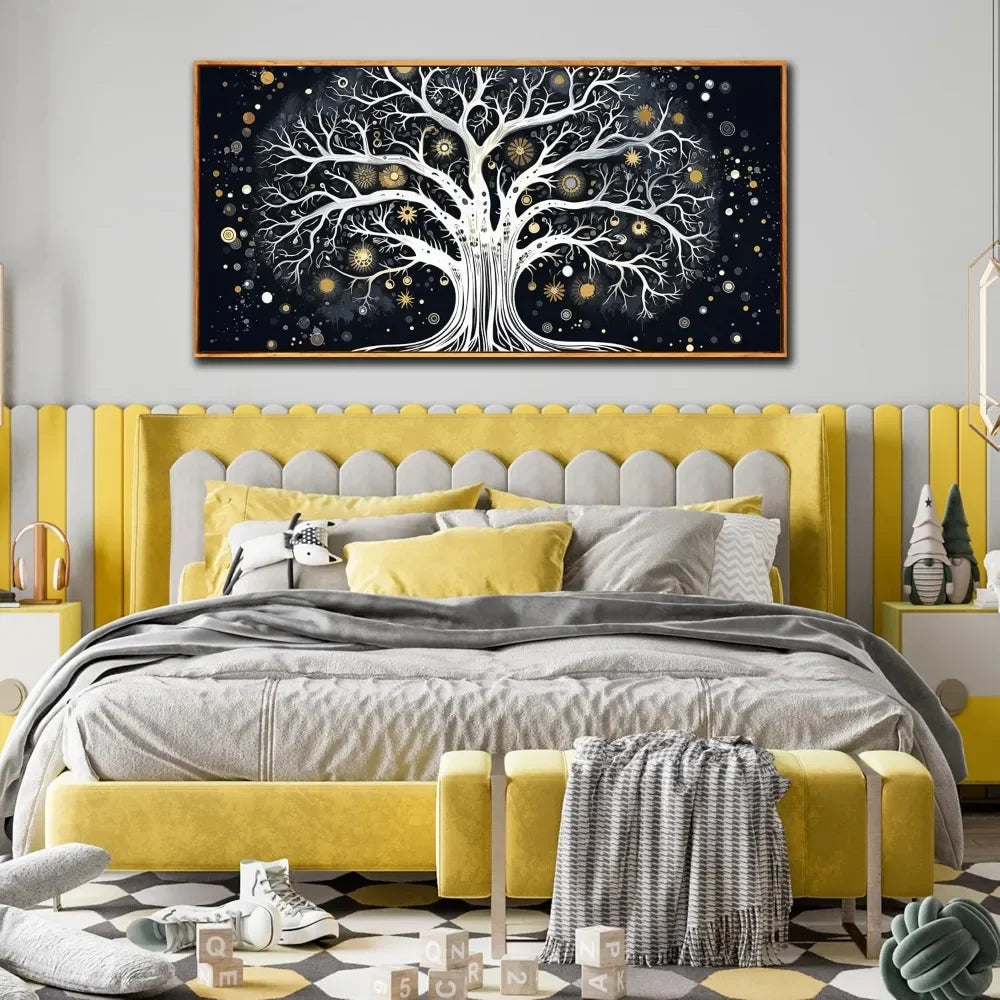 Tree of Life Canvas Wall Art – Black & White Abstract Decor