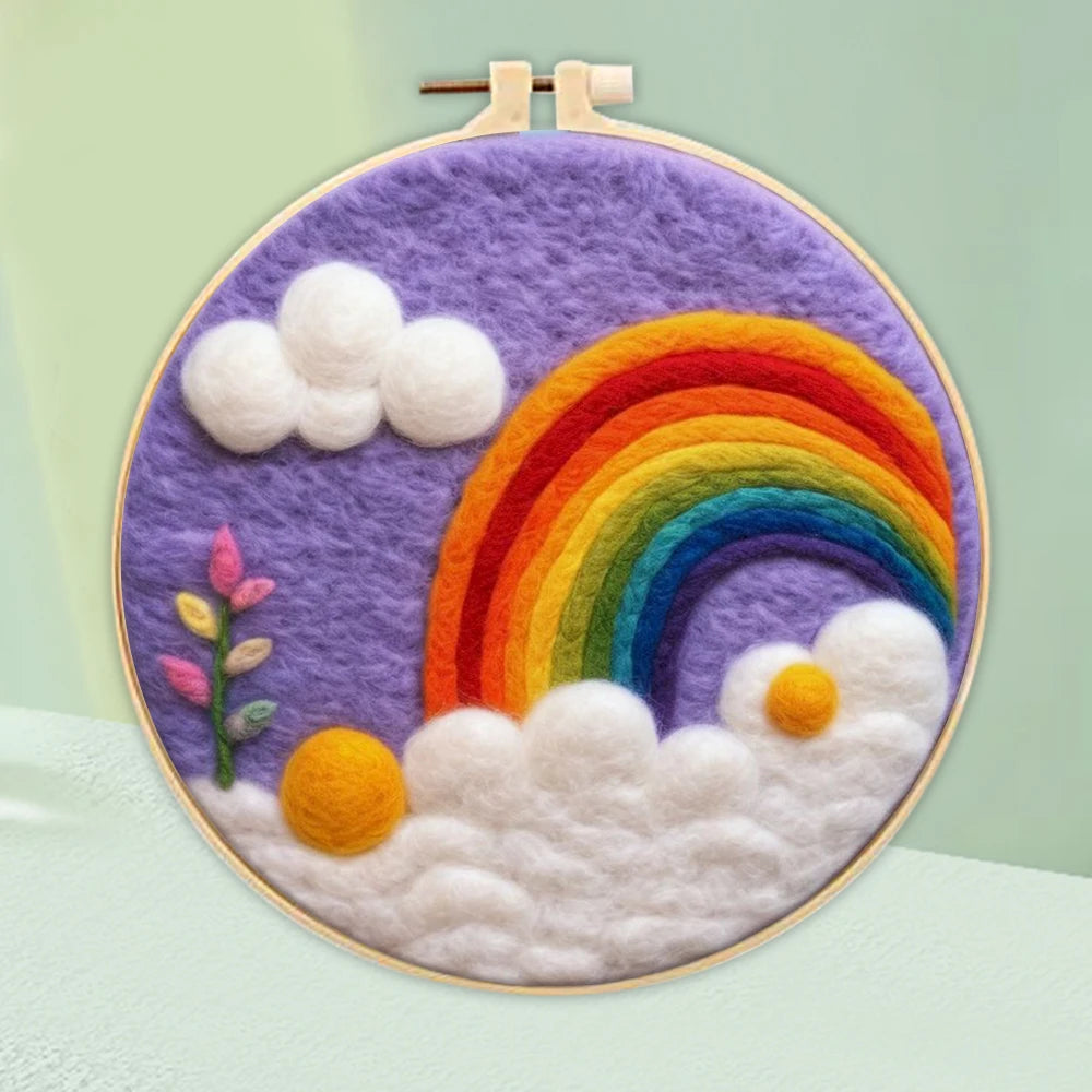 DIY Wool Felting Painting Kit With Frame -Hot Air Balloon