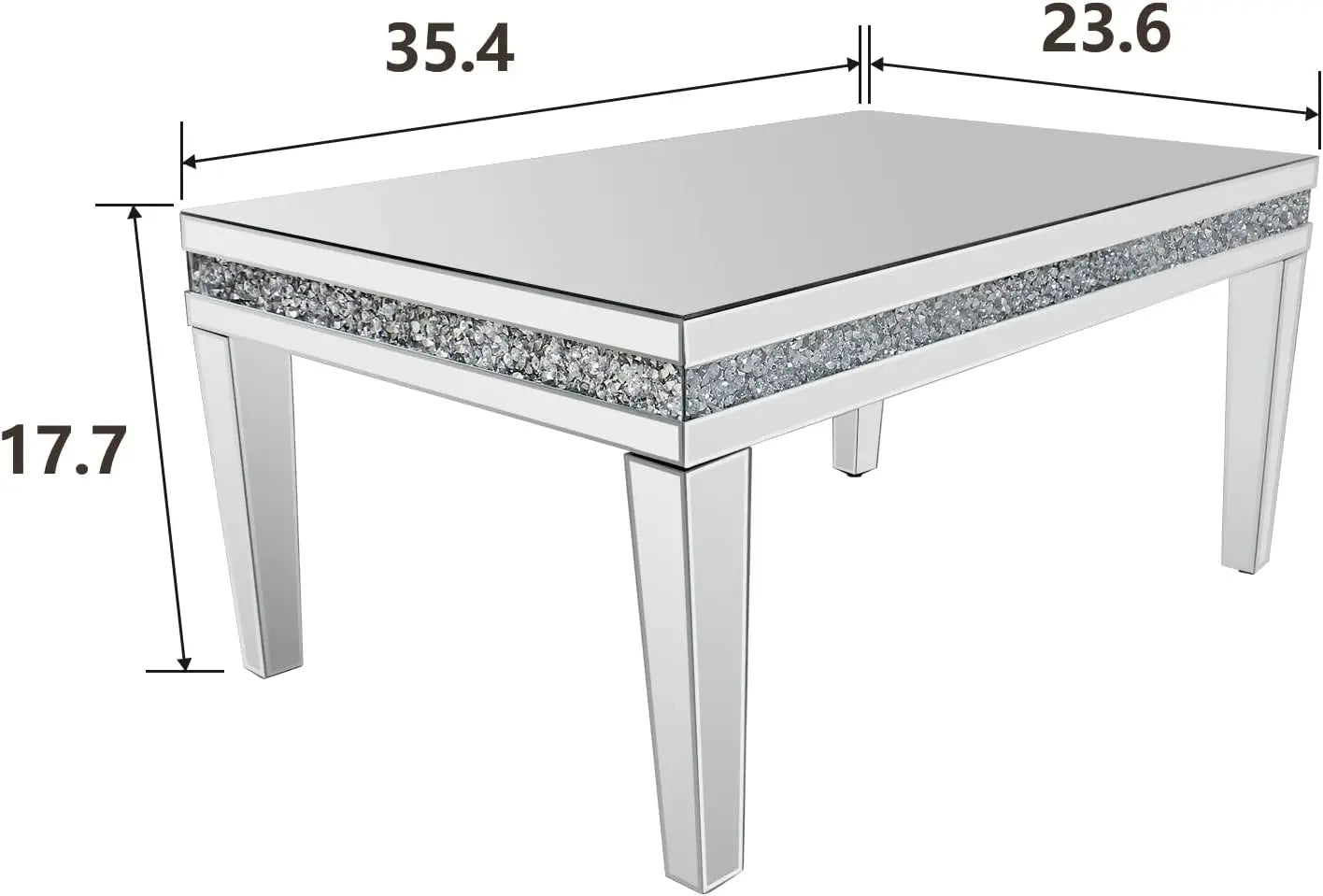Rectangle Silver Mirrored Coffee Table