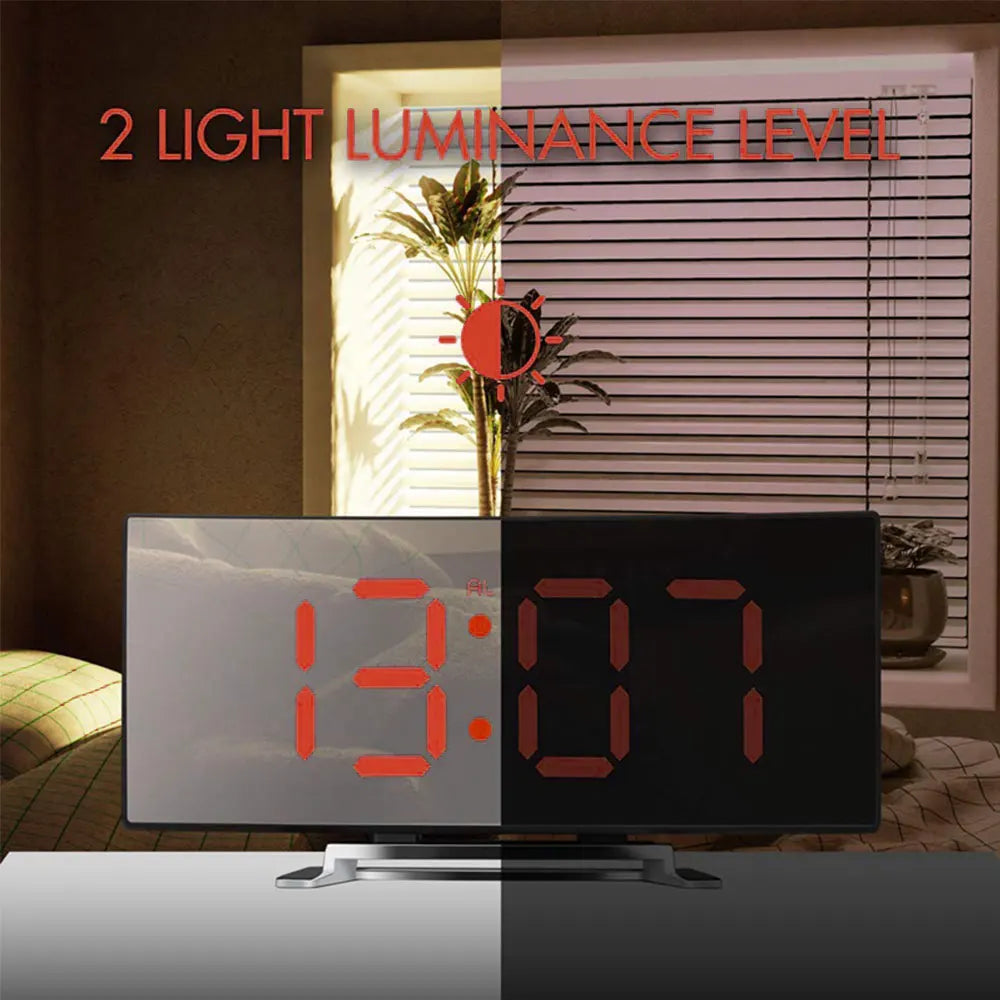 Digital Alarm Clock Curved LED Display