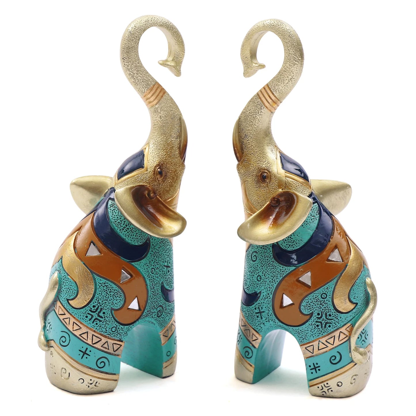 2PCS Feng Shui Elephant Statue – Lucky Resin Decor