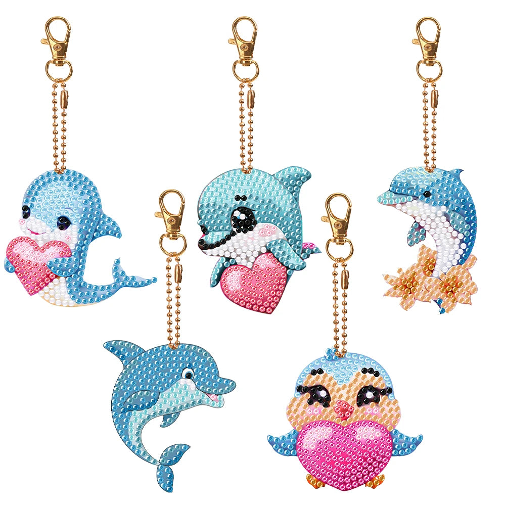 Double-Sided Diamond Keychain Set, 5 pc