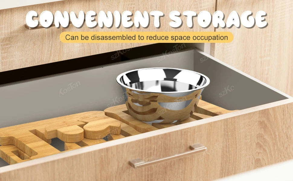 Elevated Bamboo Dog Bowls with Adjustable Tilt