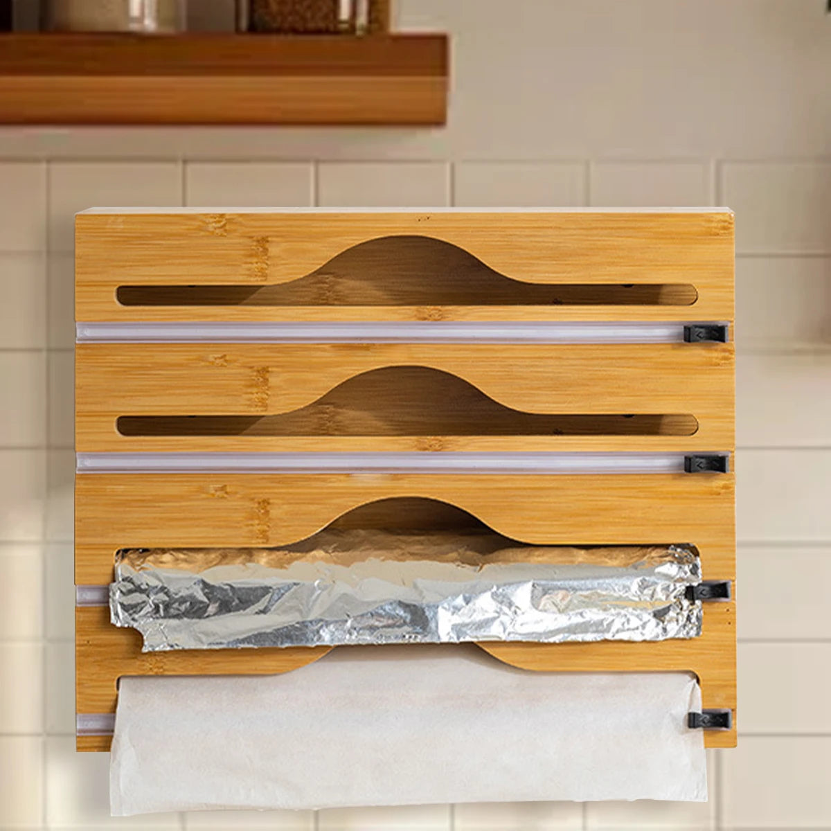 Kitchen Wrap Dispenser with Foil & Cling Film Cutter Box