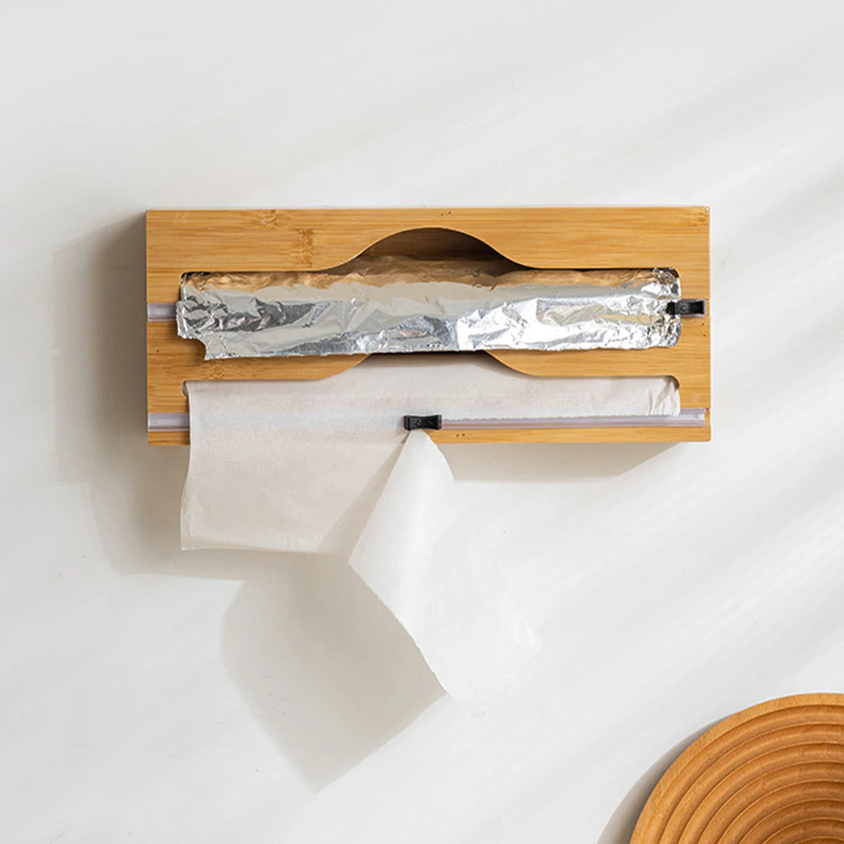 Kitchen Wrap Dispenser with Foil & Cling Film Cutter Box