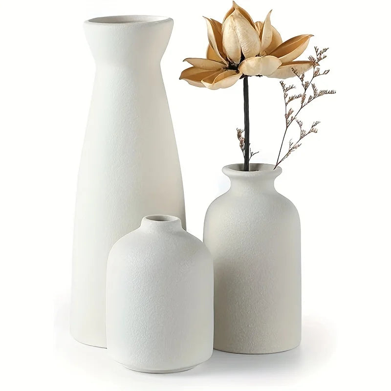 Set of 3 Ceramic Flower Vases For Home Decor