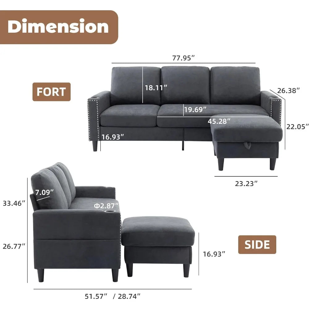 Convertible L-Shaped Sectional Couch