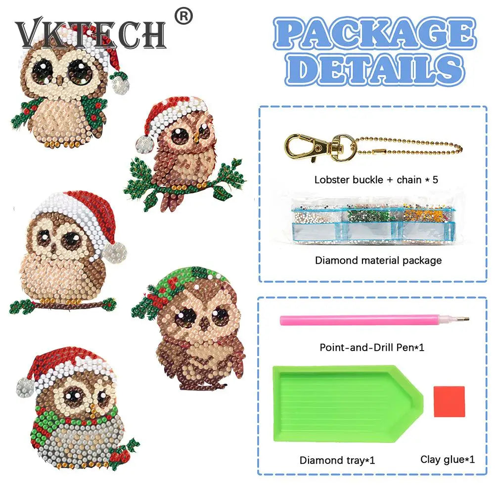 Double-Sided Diamond Keychain Set, 5 pc