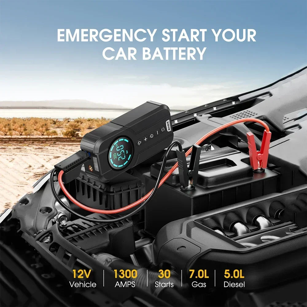 Portable Car Jump Starter and Air Compressor With EVA Bag