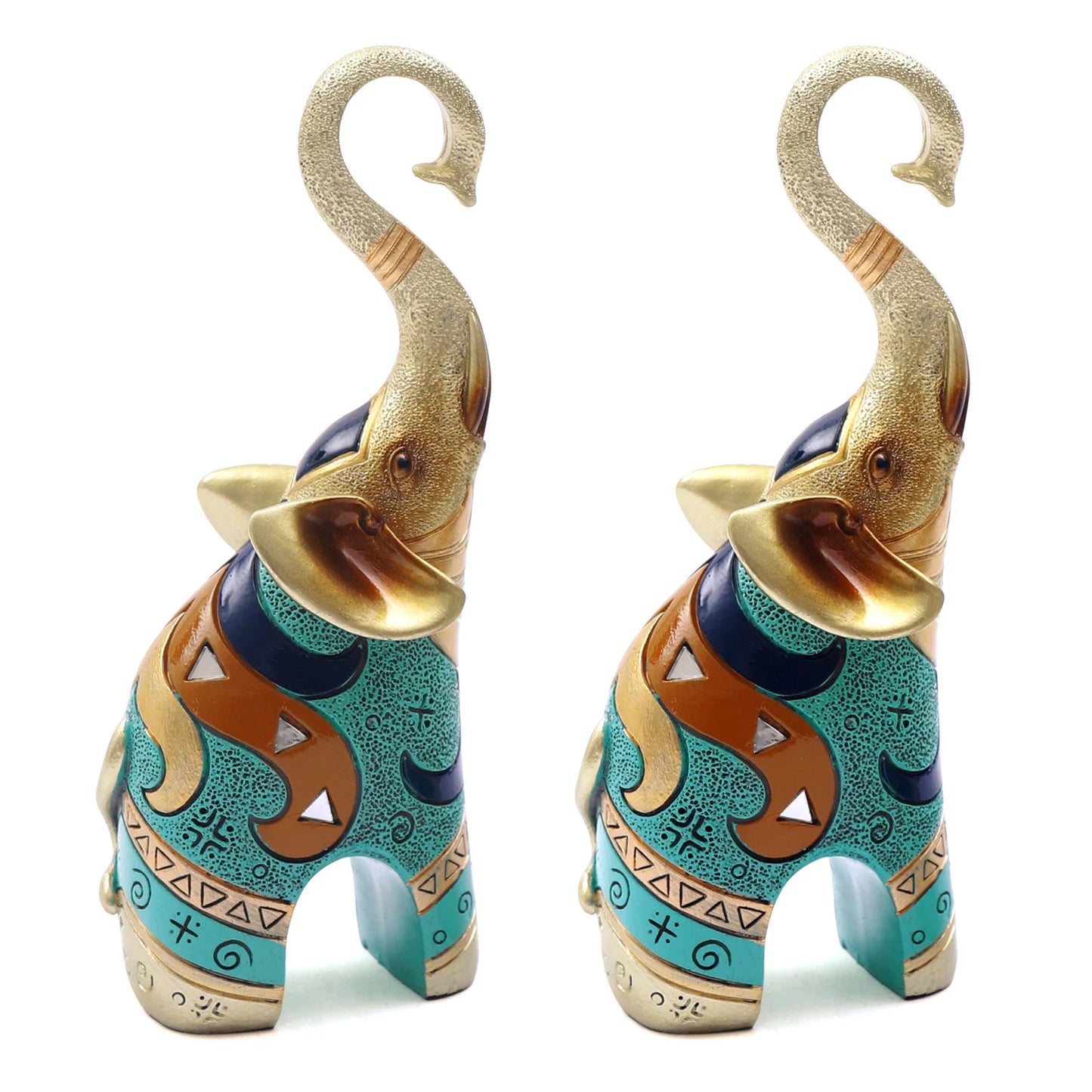 2PCS Feng Shui Elephant Statue – Lucky Resin Decor