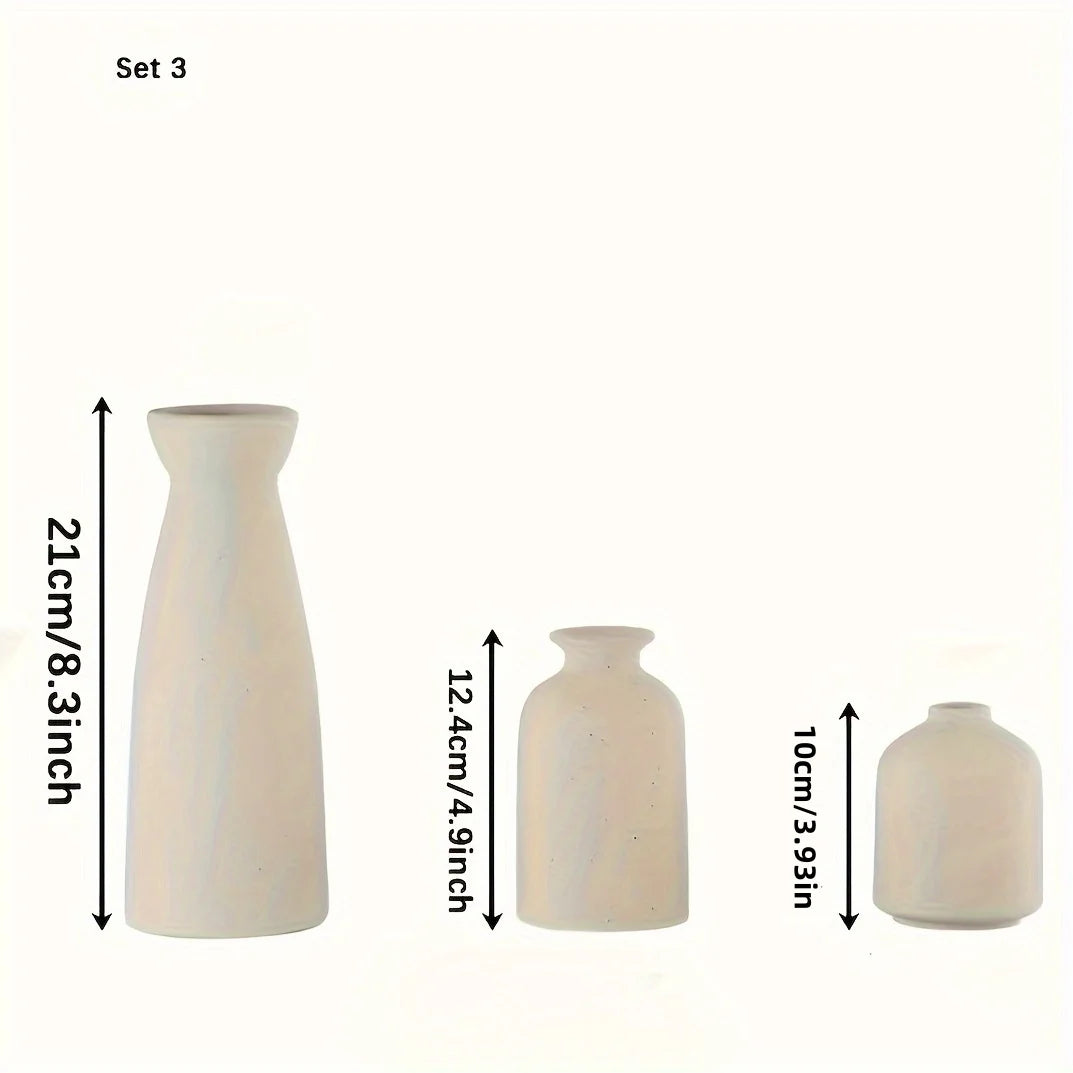 Set of 3 Ceramic Flower Vases For Home Decor