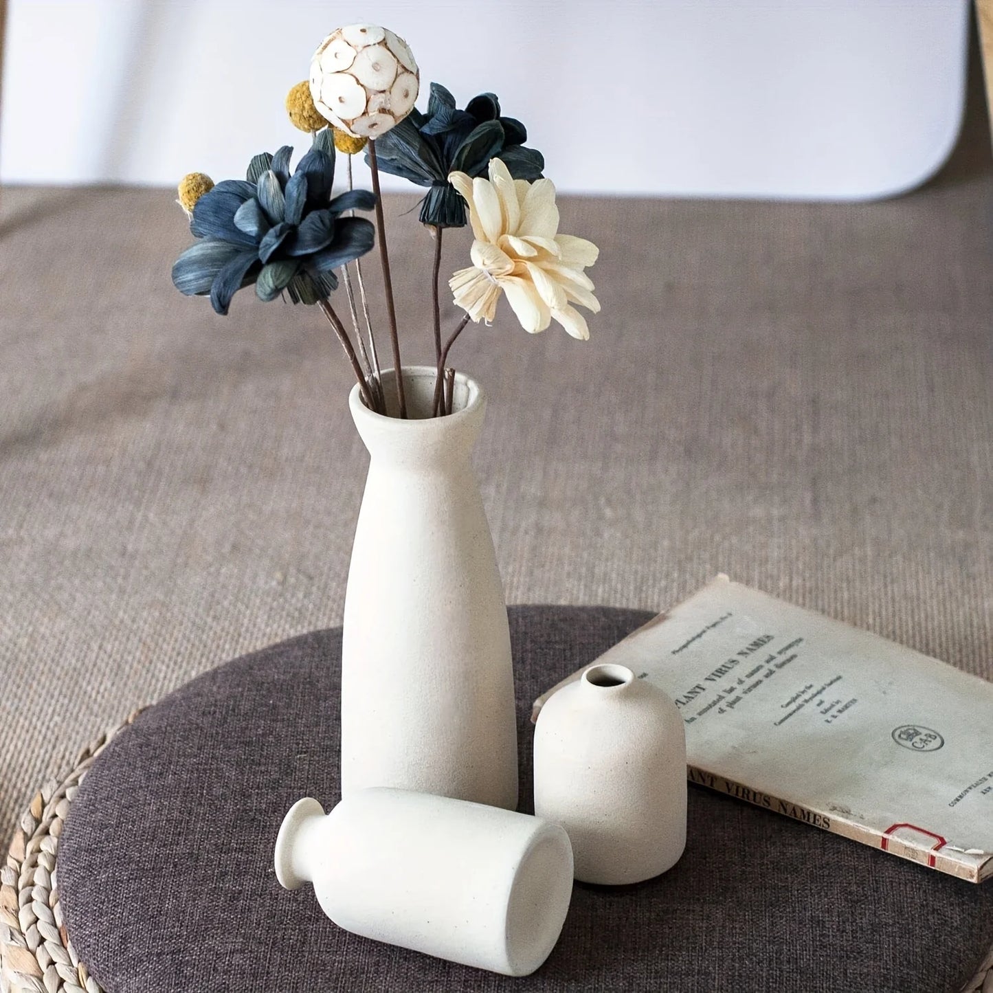 Set of 3 Ceramic Flower Vases For Home Decor