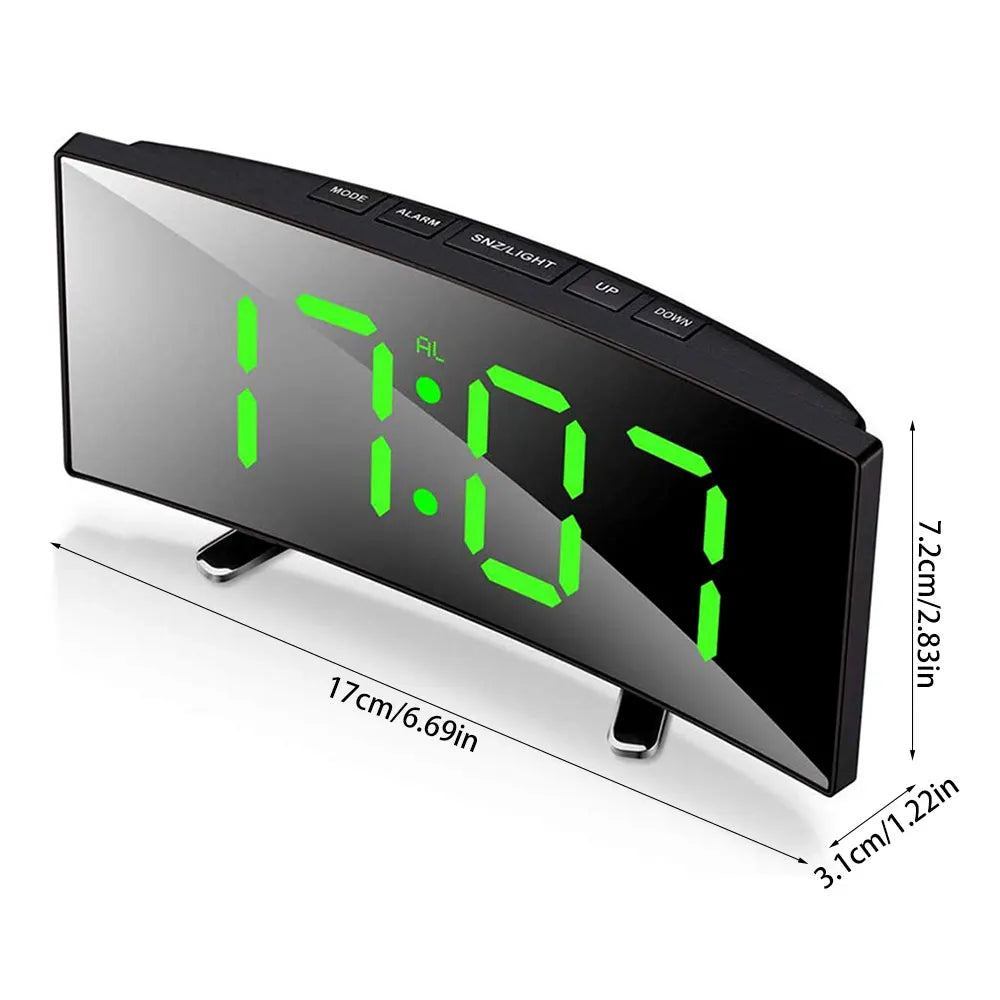 Digital Alarm Clock Curved LED Display