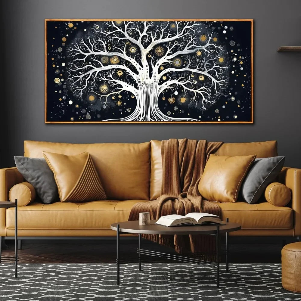 Tree of Life Canvas Wall Art – Black & White Abstract Decor