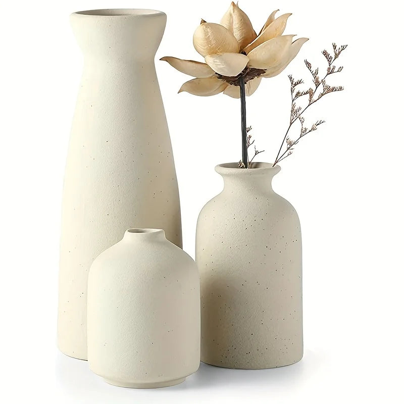 Set of 3 Ceramic Flower Vases For Home Decor