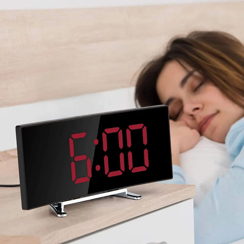 Digital Alarm Clock Curved LED Display