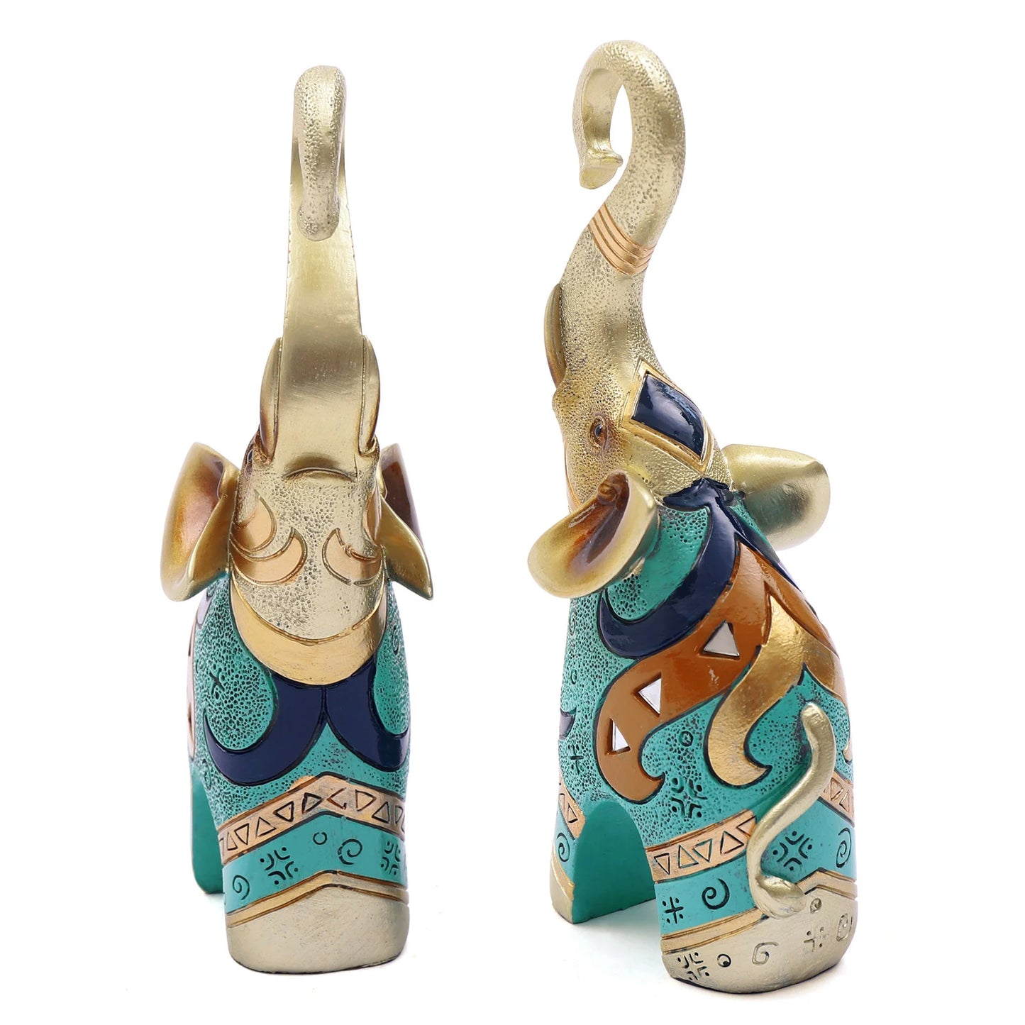 2PCS Feng Shui Elephant Statue – Lucky Resin Decor