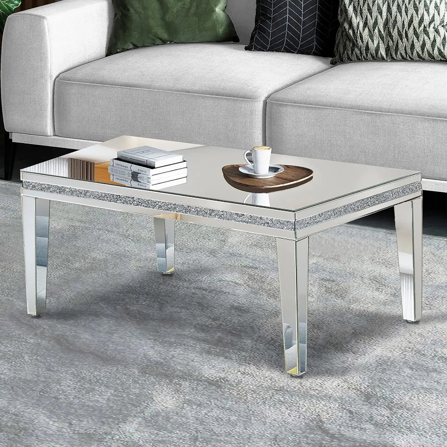 Rectangle Silver Mirrored Coffee Table