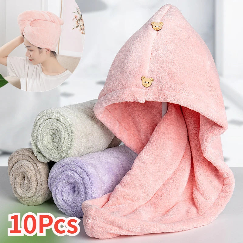 10 pc Quick Dry Hair Microfiber Towels