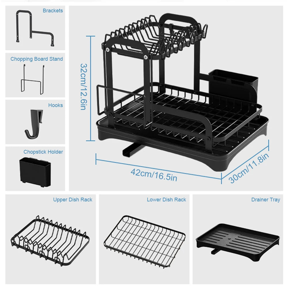 2 Tier Dish Drainer Storage Rack