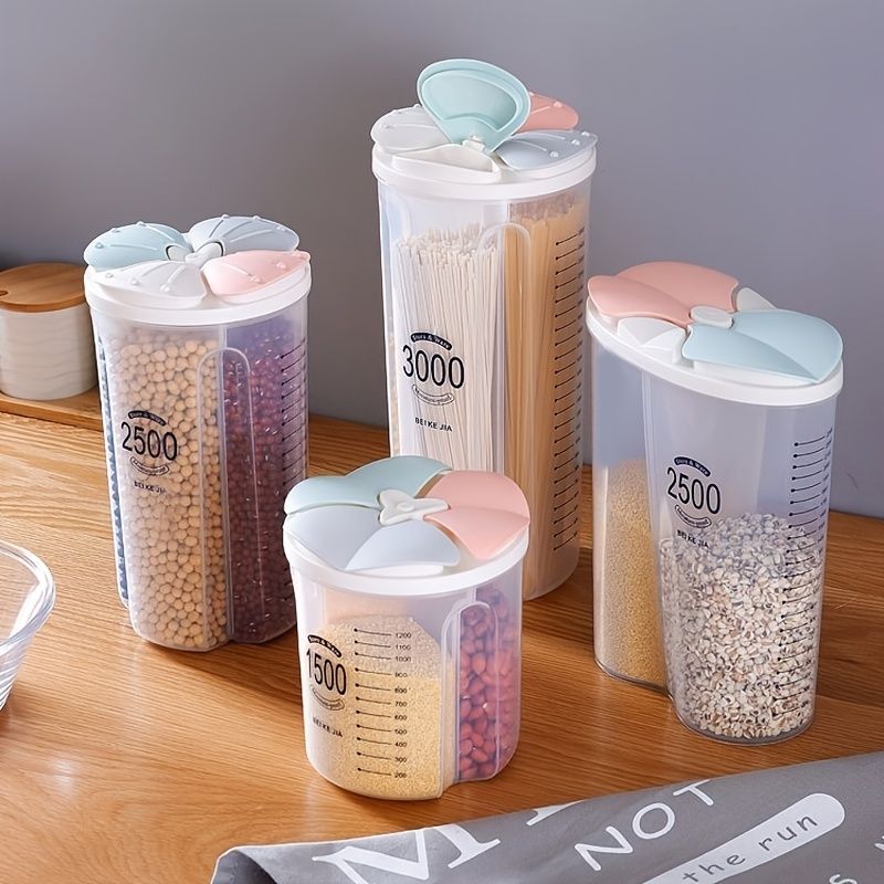 1 Pc Food Storage Box; Sealed Storage Container BPA Free Plastic Cereal Dispenser; Large Kitchen Storage Container With Lid And Compartment For Cereals