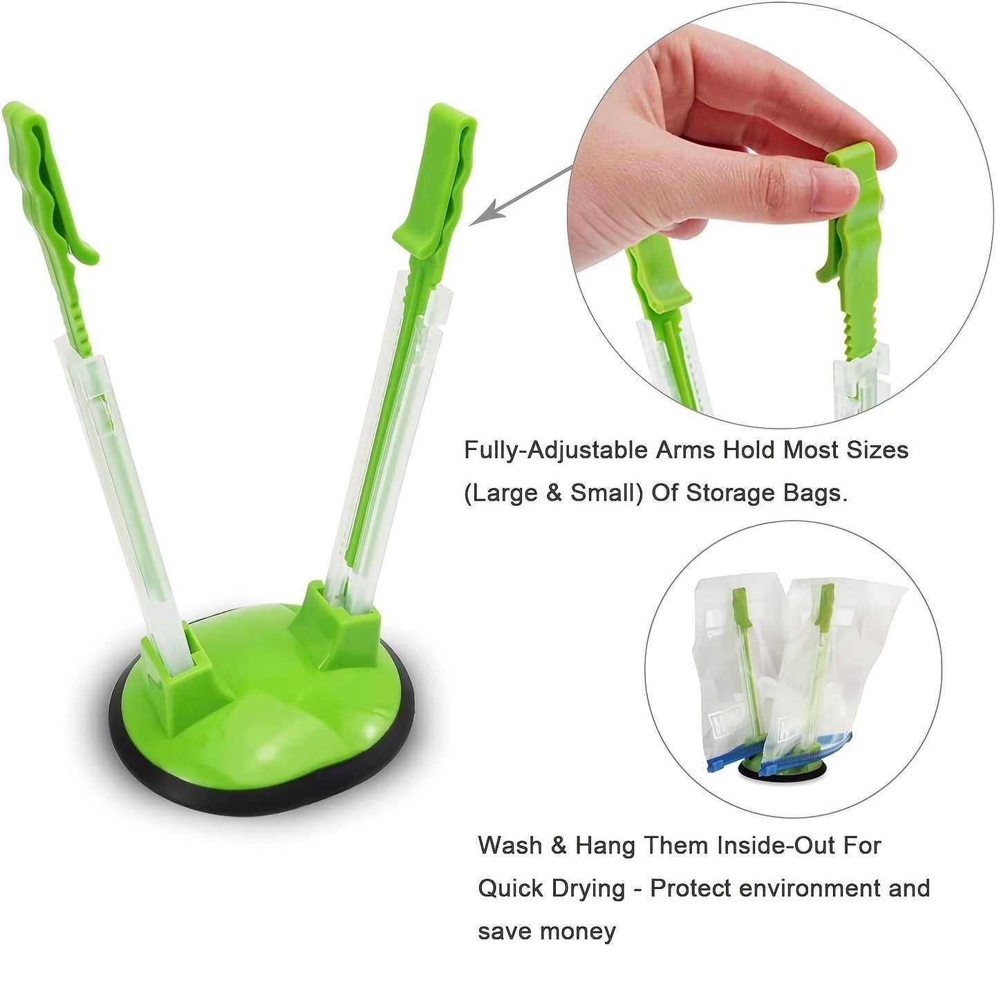 1pc Food Storage Bag Holder; Adjustable Food Prep Bag Holder; Non-Slip Base For Plastic Freezer Bags; Pour Leftovers; Snacks And Meal Prep Ingredients; Prevent Spills