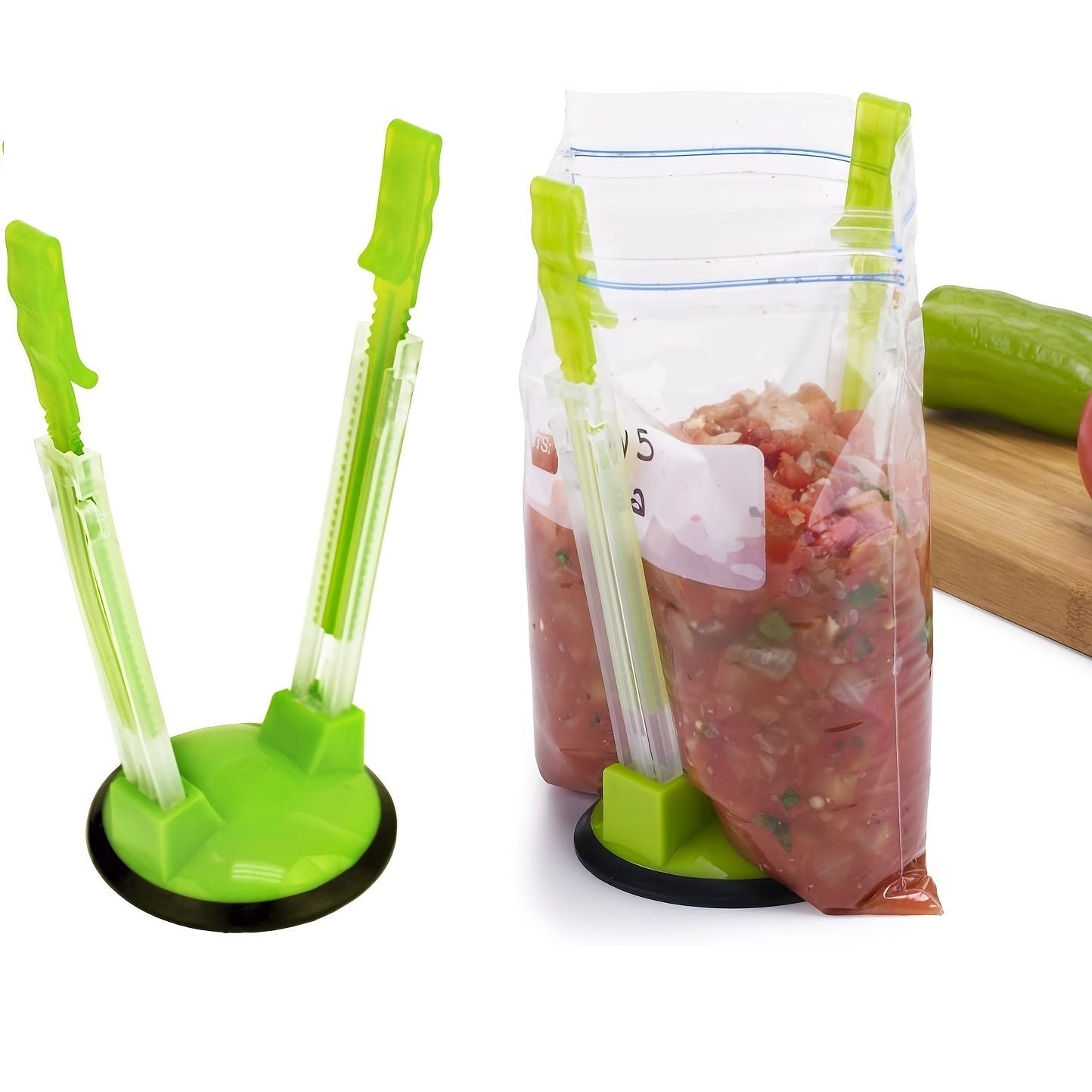 1pc Food Storage Bag Holder; Adjustable Food Prep Bag Holder; Non-Slip Base For Plastic Freezer Bags; Pour Leftovers; Snacks And Meal Prep Ingredients; Prevent Spills