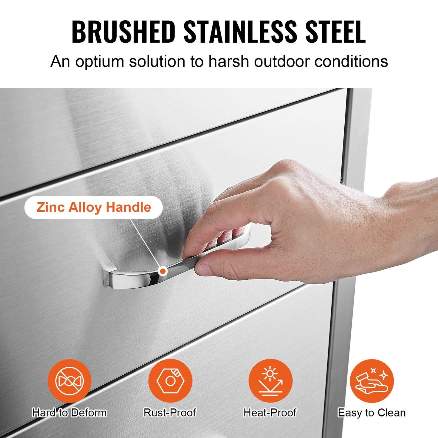 3-Tier Stainless Steel Outdoor Kitchen Drawer