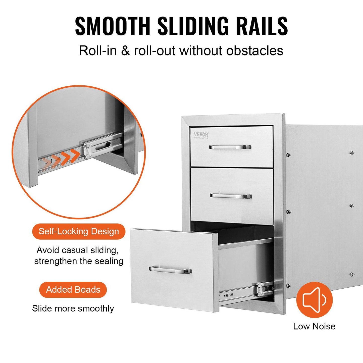 3-Tier Outdoor Kitchen Drawer – Stainless Steel