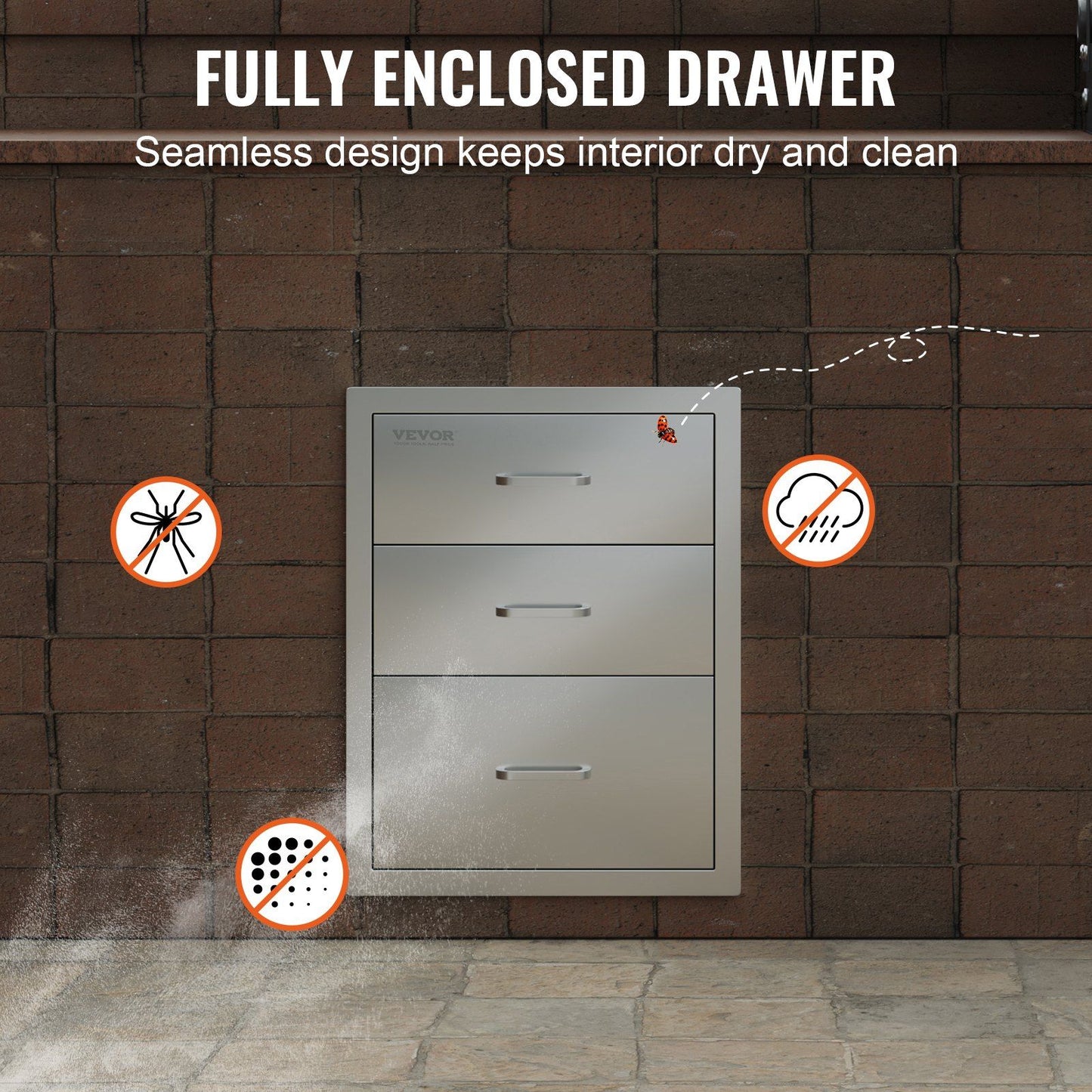 3-Tier Outdoor Kitchen Drawer – Stainless Steel