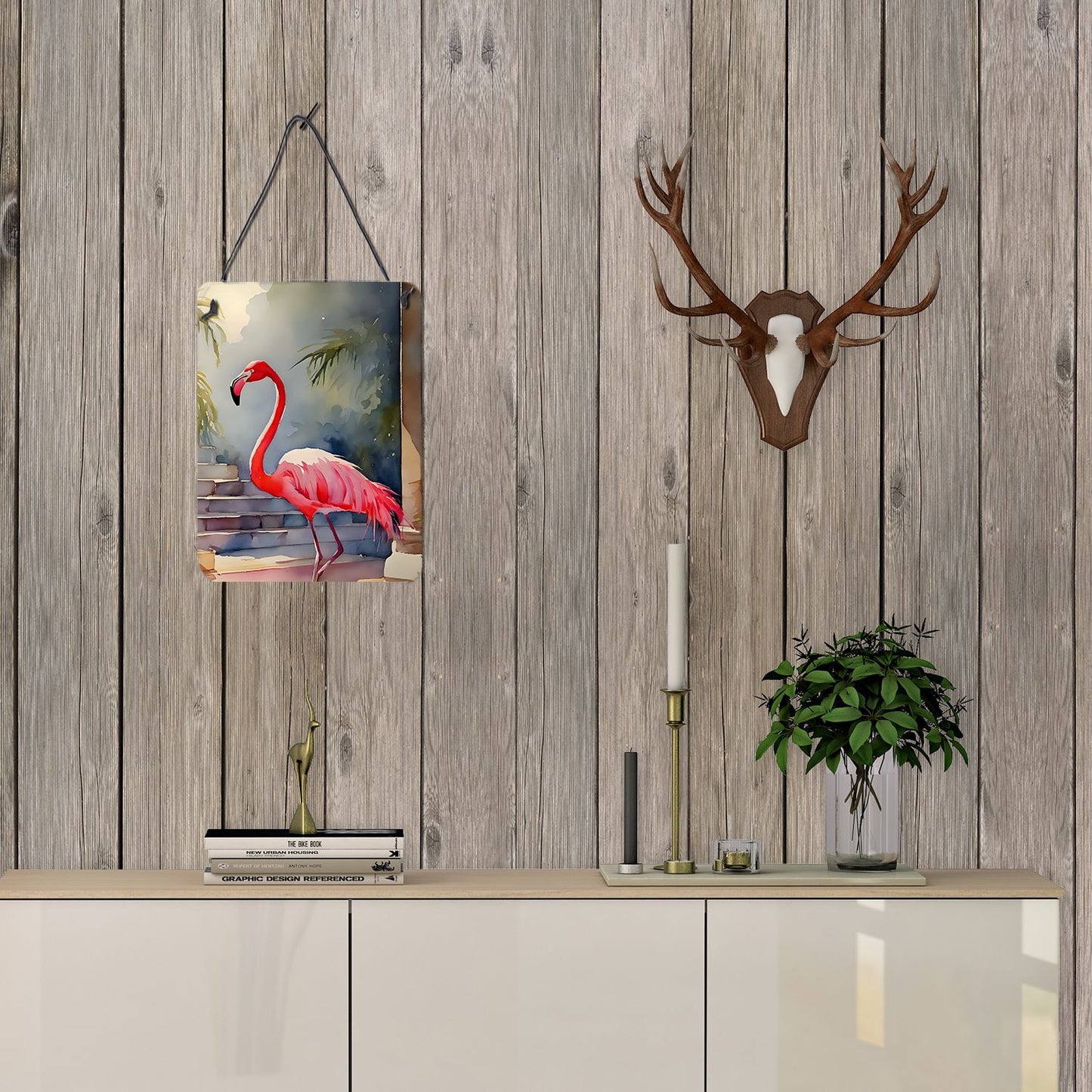 NEW Flamingo - Caroline's Treasures 12x16 Wall or Door Hanging Aluminum Prints