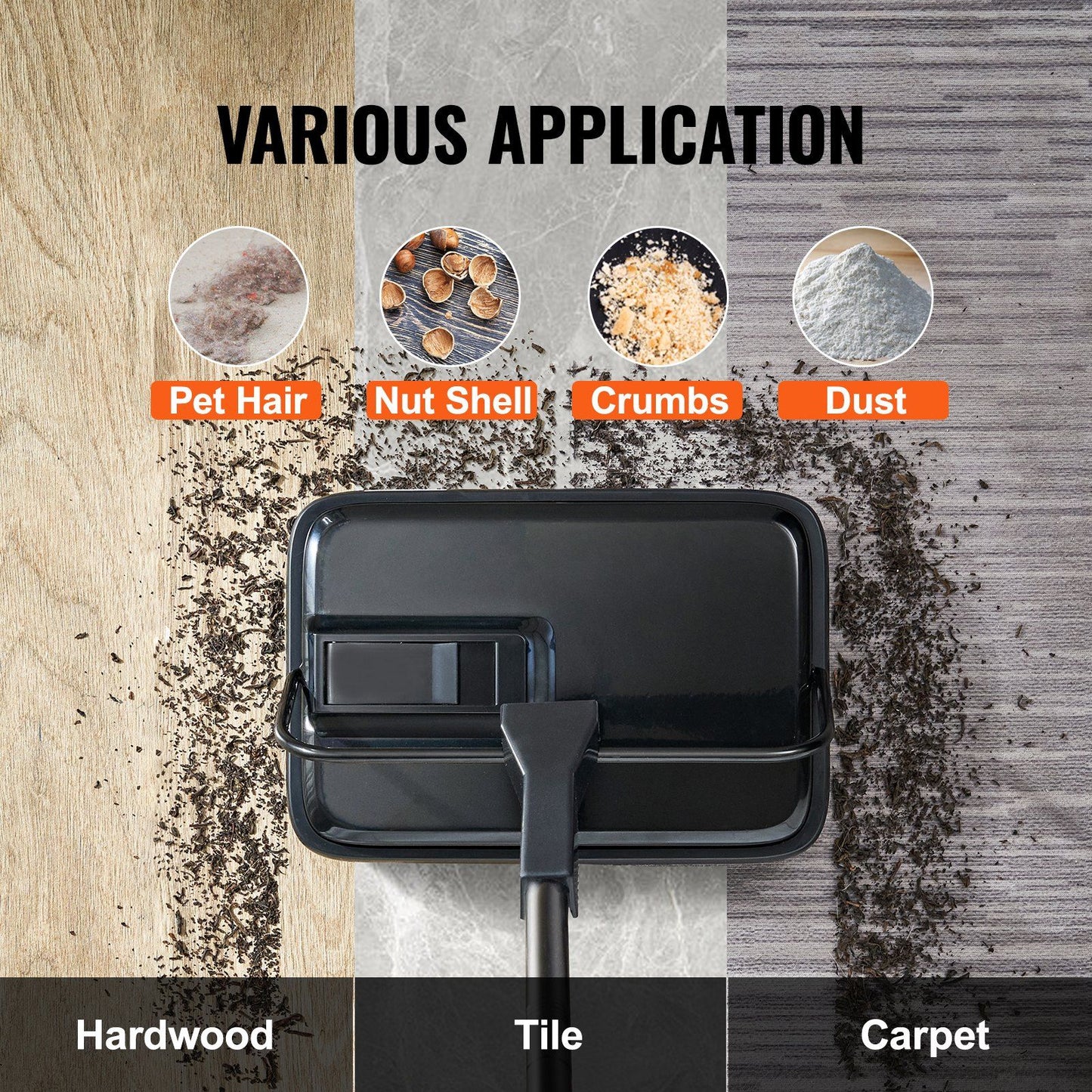 Manual Carpet & Floor Sweeper – 7.87" Sweeping Path