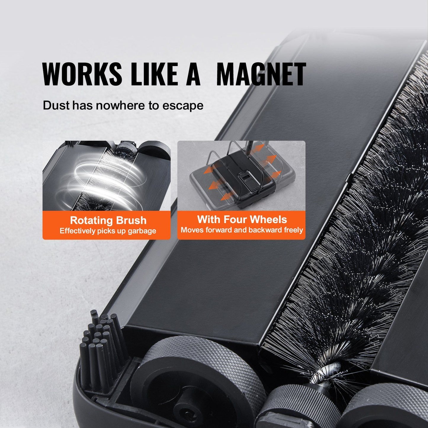 Manual Carpet & Floor Sweeper – 7.87" Sweeping Path