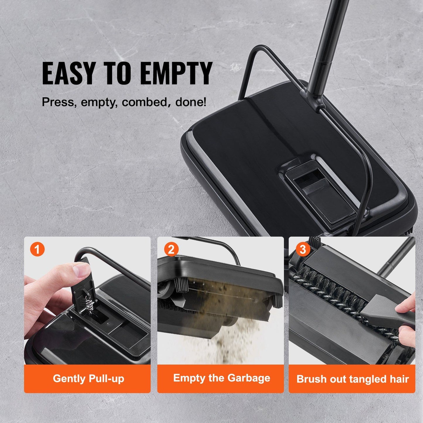 Manual Carpet & Floor Sweeper – 7.87" Sweeping Path