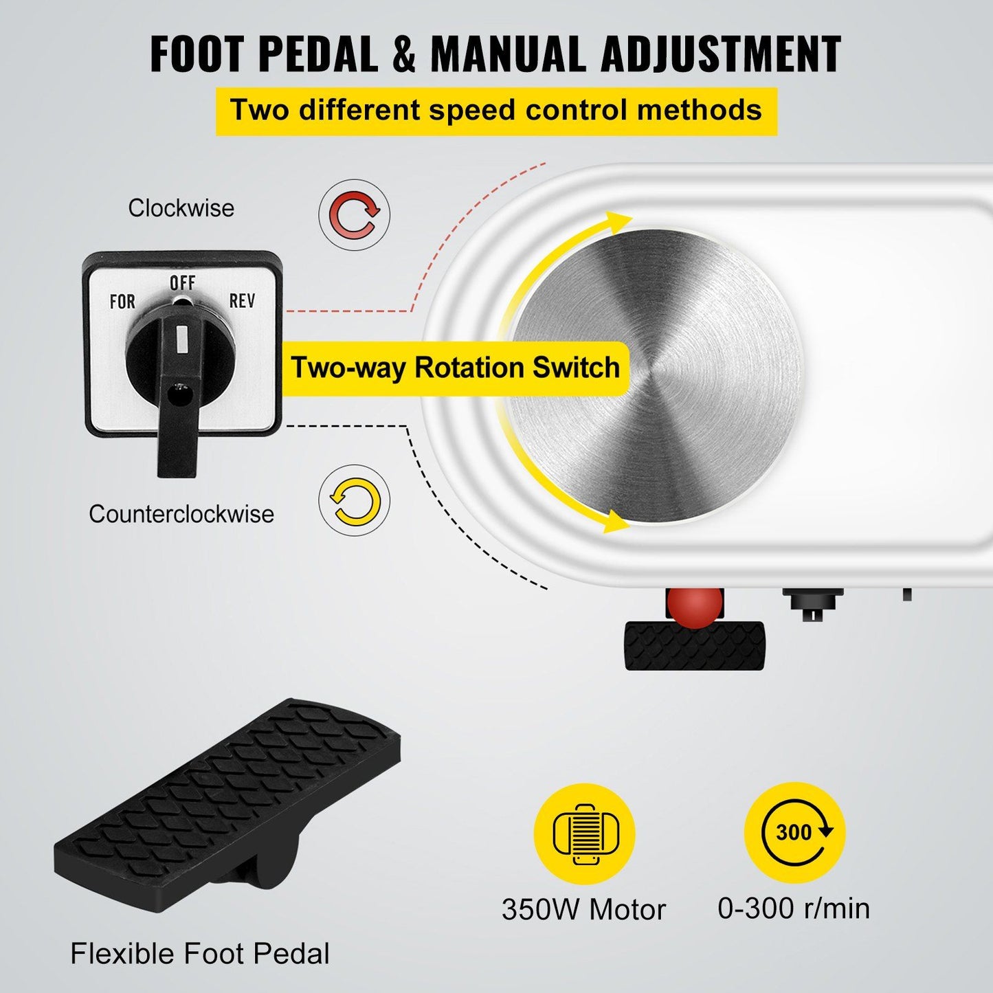 Pottery Wheel Pottery Machine with Foot Pedal 350W