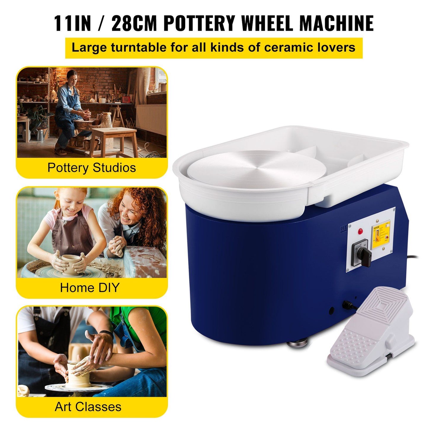 Pottery Wheel Pottery Machine with Foot Pedal 350W